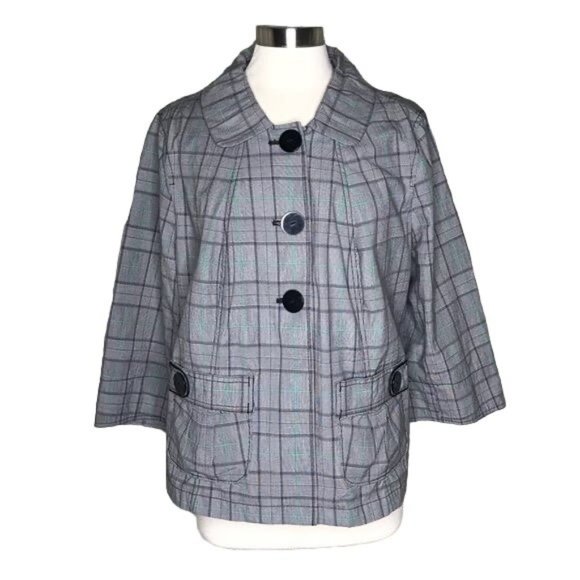 Venezia 18 swing jacket glen plaid black white - Picture 1 of 7